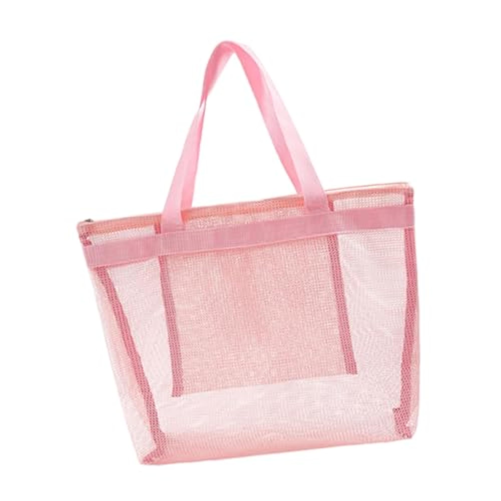 Mesh Beach Bag with Zipper, Large Capacity